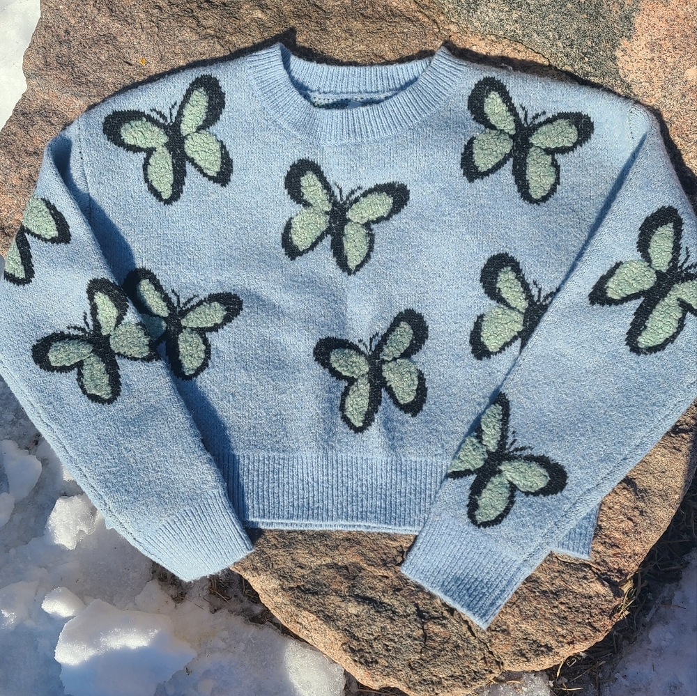 Dreamers Butterfly Cropped Sweater
